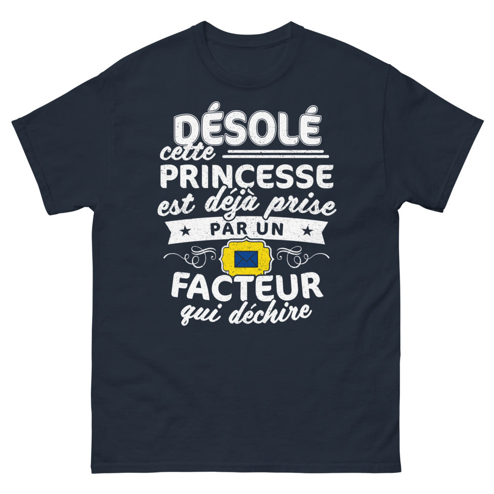 T-shirt facteur bleu marine - Princesse déjà prise qui déchire