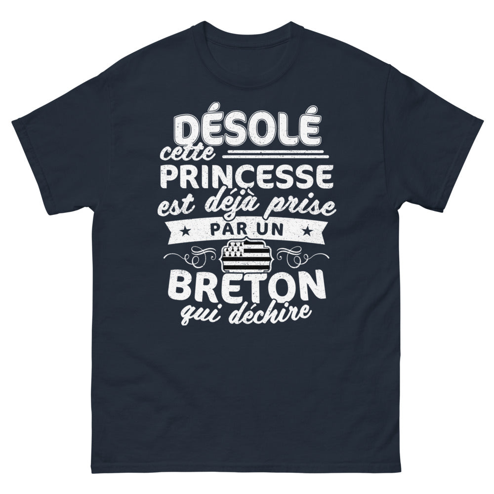T-shirt Breton bleu marine - Princesse déjà prise par un Breton