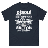 Thumbnail for T-shirt Breton bleu marine - Princesse déjà prise par un Breton