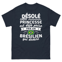 Thumbnail for T-shirt France Brésil bleu marine - Princesse française prise par un Brésilien qui déchire