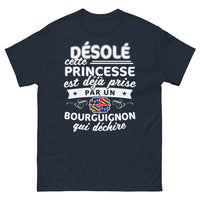 Thumbnail for T-shirt Bourgogne bleu marine - Désolé, princesse déjà prise par un Bourguignon