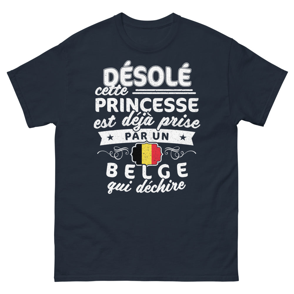 T-shirt Belgique bleu marine - Princesse déjà prise, Belge qui déchire