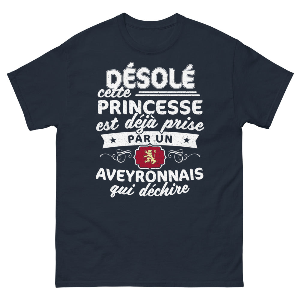 T-shirt Aveyron bleu marine - princesse déjà prise par un Aveyronnais qui déchire