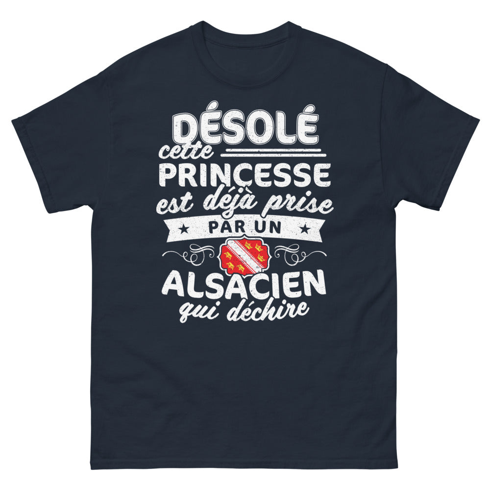 T-shirt Alsace bleu marine - Princesse déjà prise par un Alsacien qui déchire