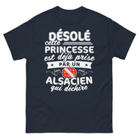 Thumbnail for T-shirt Alsace bleu marine - Princesse déjà prise par un Alsacien qui déchire