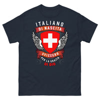 Thumbnail for T-shirt Italia Svizzera blu marino - Italiano di nascita, Svizzero per la Grazia di Dio