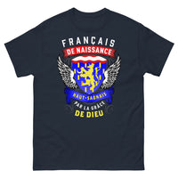 Thumbnail for T-shirt Haut-Saônais bleu marine - Français de naissance, par la grâce de Dieu