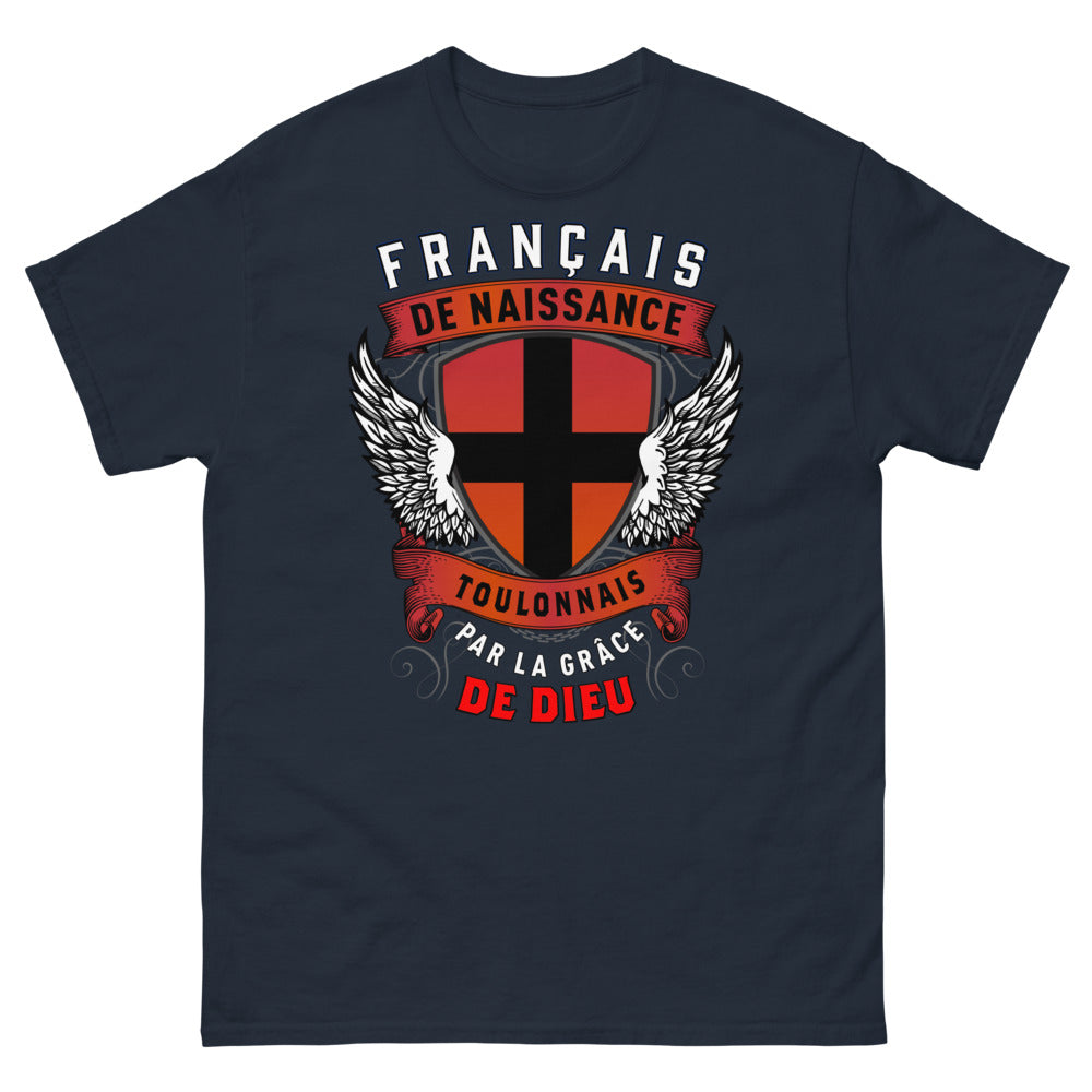 T-shirt Toulonnais bleu marine - Français de naissance, grâce de Dieu