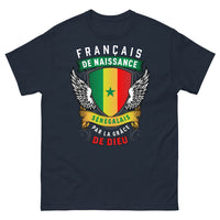 Thumbnail for T-shirt France Sénégal bleu marine - Français de naissance, Sénégalais par la grâce de Dieu