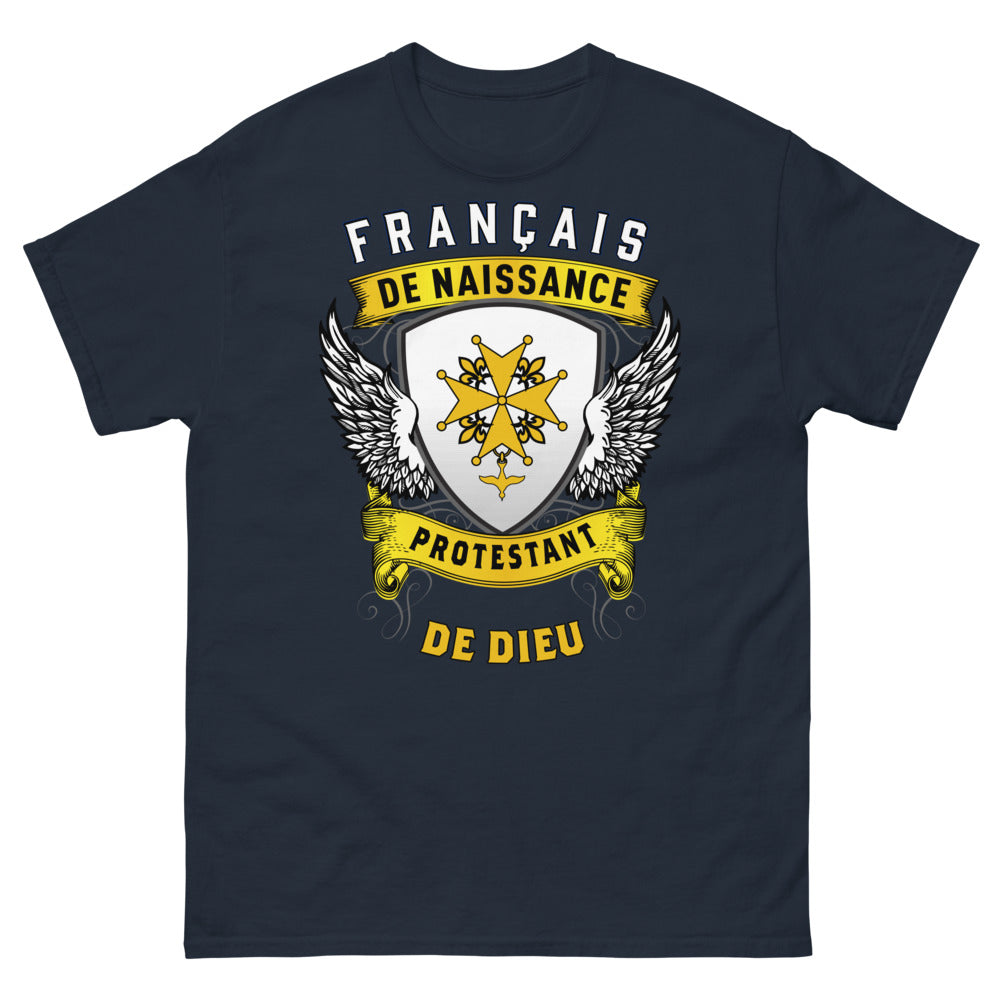 T-shirt Français protestant bleu marine - Français de Naissance, Protestant de Dieu