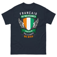 Thumbnail for T-shirt franco-ivoirien marine - Français de naissance, Ivoirien par la grâce de Dieu