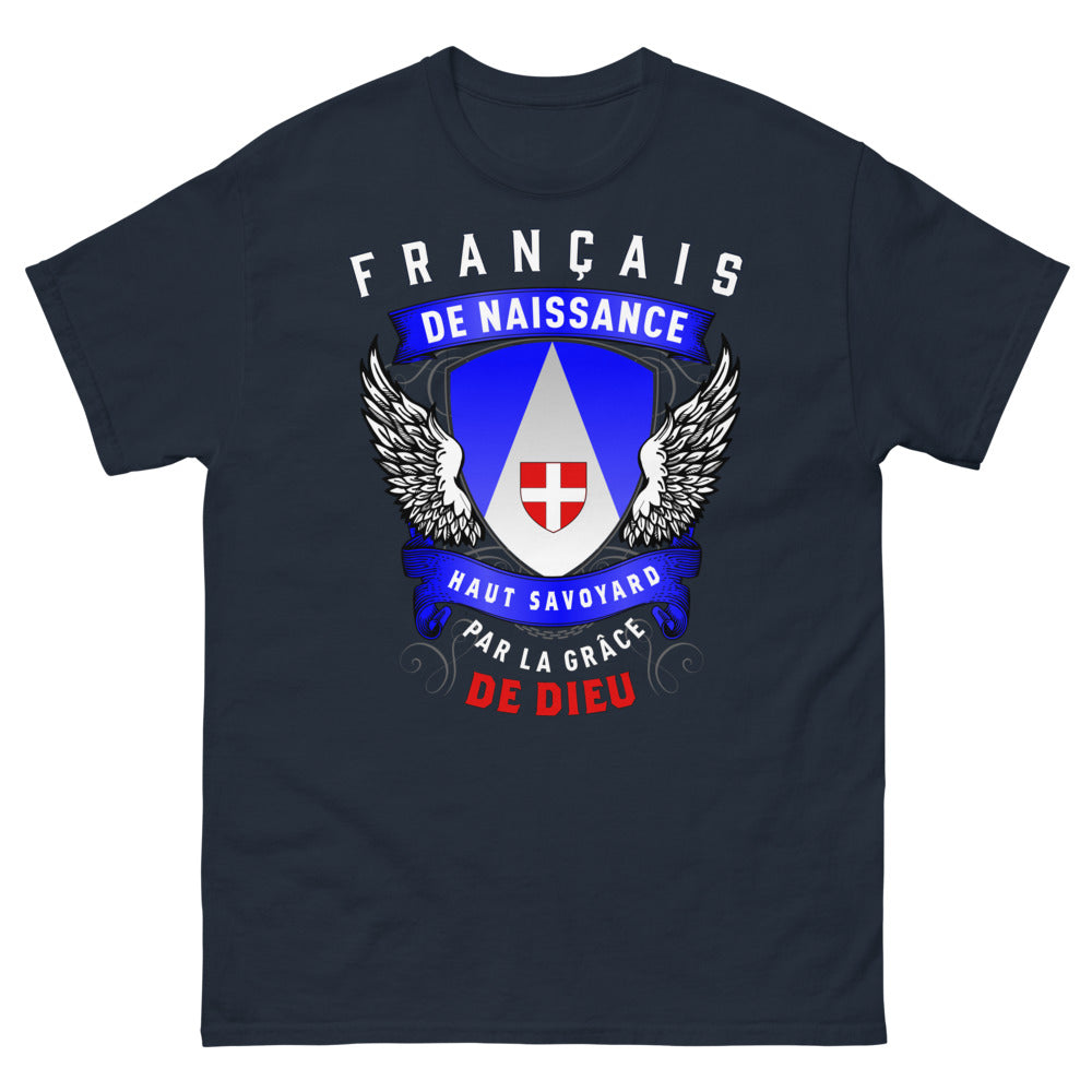 T-shirt Haute-Savoie bleu marine - Fier Haut-Savoyard par la Grâce de Dieu