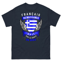 Thumbnail for T-shirt France Grèce bleu marine - Français de naissance, Grec par la grâce de Dieu
