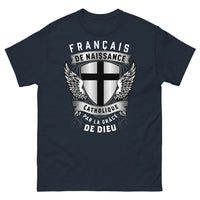 Thumbnail for T-shirt français catholique bleu marine - Français de naissance, catholique par grâce