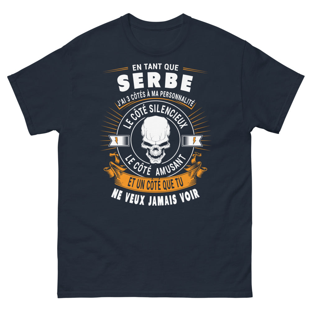 T-shirt Serbe bleu marine - Ma personnalité en 3 côtés