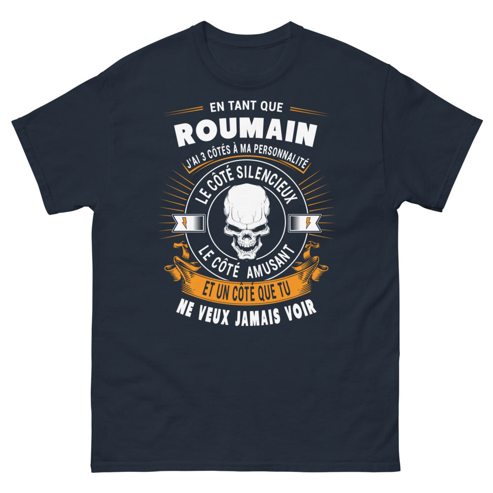 T-shirt Roumanie bleu marine - 3 cœurs: drôle, silencieux, à éviter