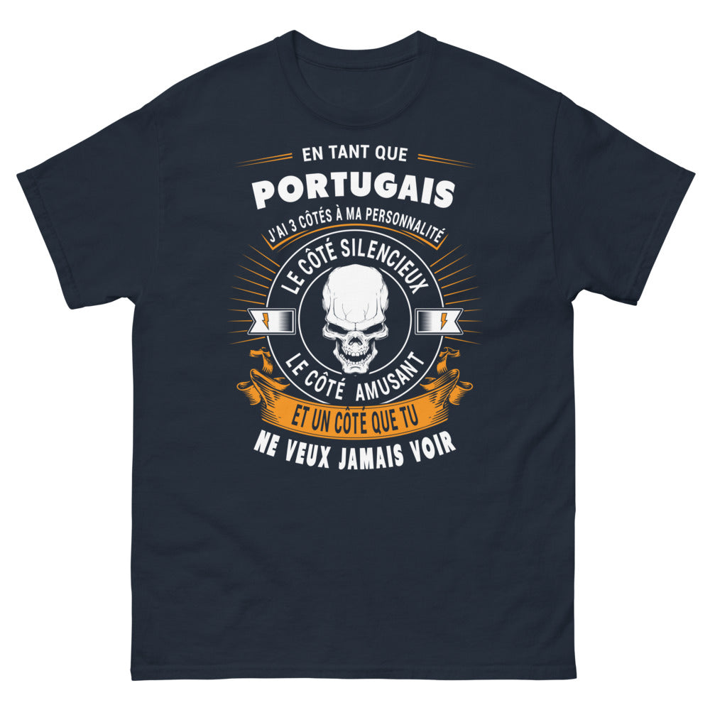 T-shirt Portugais bleu marine - 3 côtés à ma personnalité
