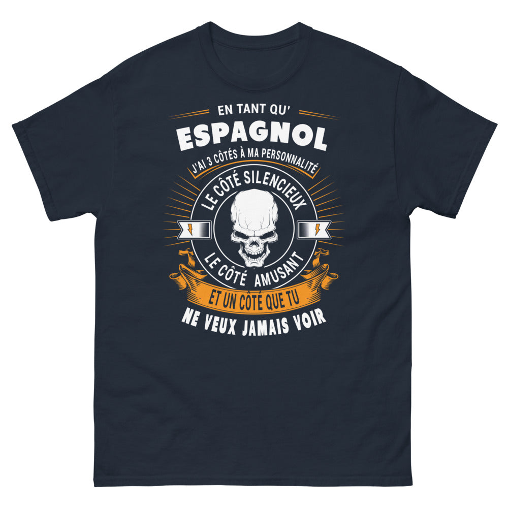 T-shirt Espagnol bleu marine - 3 côtés à ma personnalité