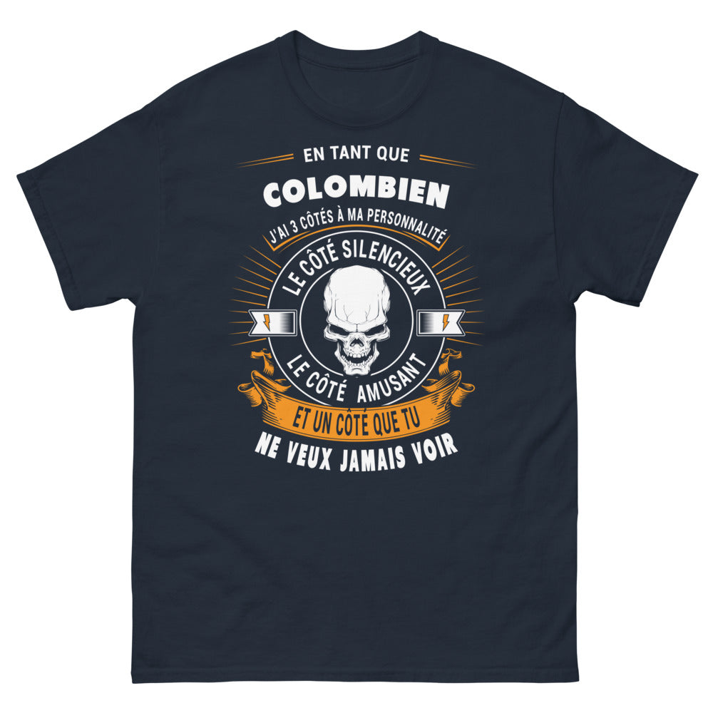 T-shirt Colombien bleu marine - 3 côtés à ma personnalité