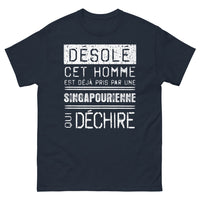 Thumbnail for T-shirt Singapour bleu marine - désolé, déjà pris par une Singapourienne qui déchire