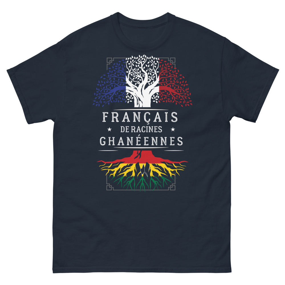 T-shirt Français racines ghanéennes marine - fusion France Ghana, fierté