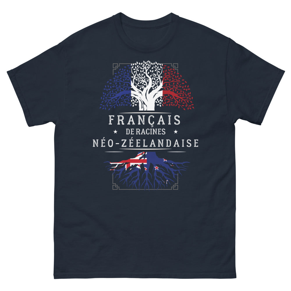 T-shirt Français Néo-Zélandais marine - fierté des racines France/Nouvelle-Zélande