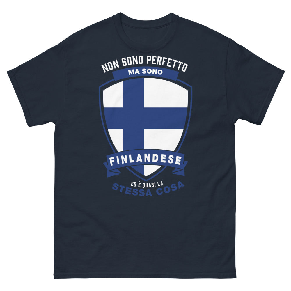 T-Shirt Finlandia Blu Navy - Non sono perfetto ma sono finlandese