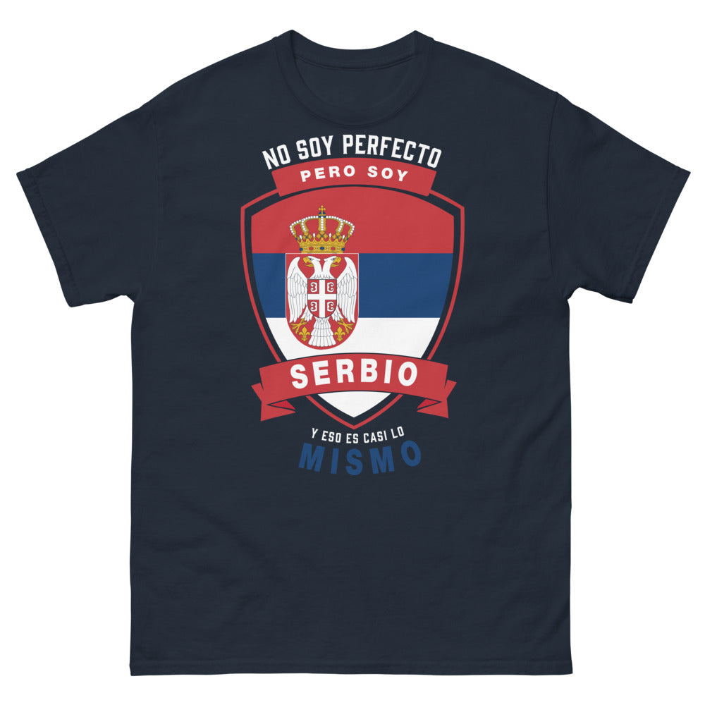 T-shirt Serbie marine - No Soy Perfecto Pero Soy Serbio, humour et fierté serbe