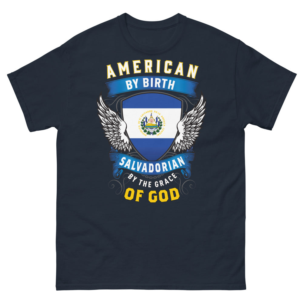 T-shirt Salvadorien marine - American by Birth, Salvadorian by the Grace of God