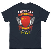 Thumbnail for T-shirt Américain-Chinois marine - American by Birth, Chinese by the Grace of God