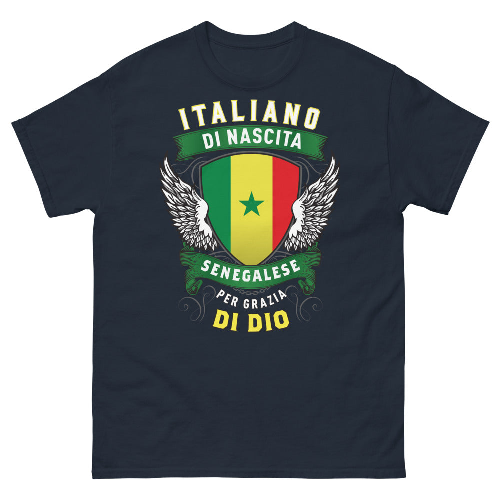 Maglietta Italia-Senegal blu navy - Italiano di nascita, Senegalese per grazia di Dio
