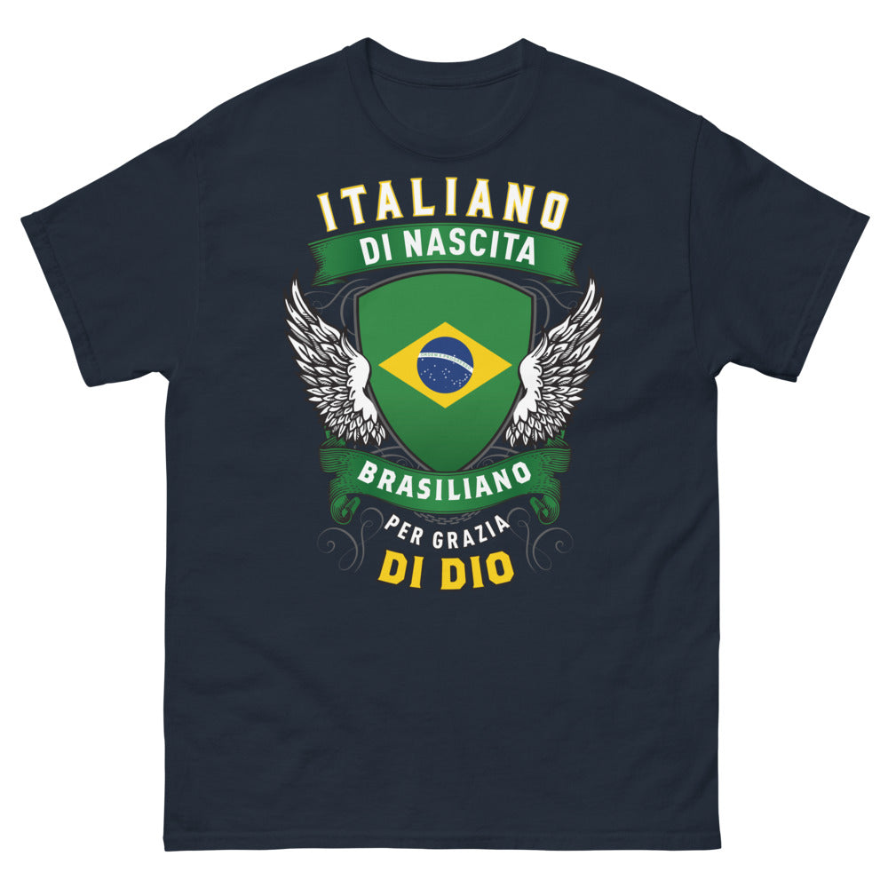 Maglietta Italo-Brasiliana blu - Brasiliano per grazia di Dio