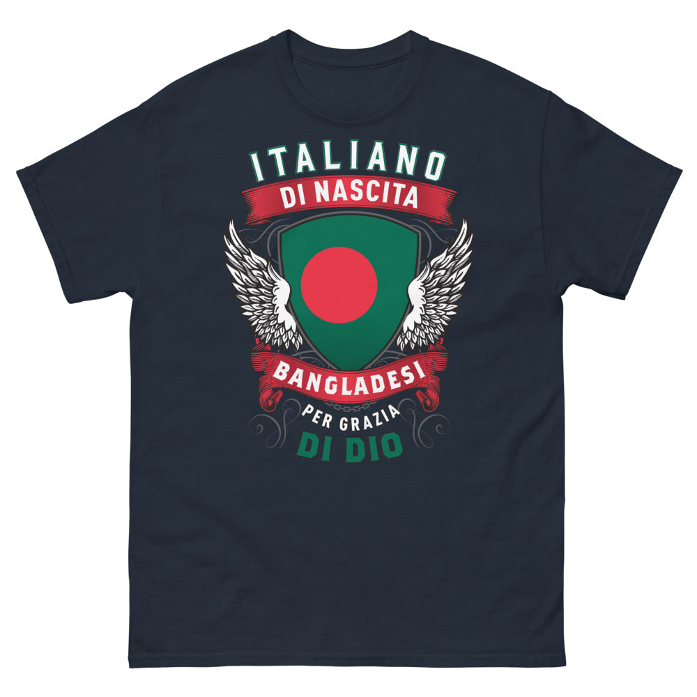 T-shirt Italien-Bangladais marine - Italiano di Nascita, Bangladesi per Grazia di Dio