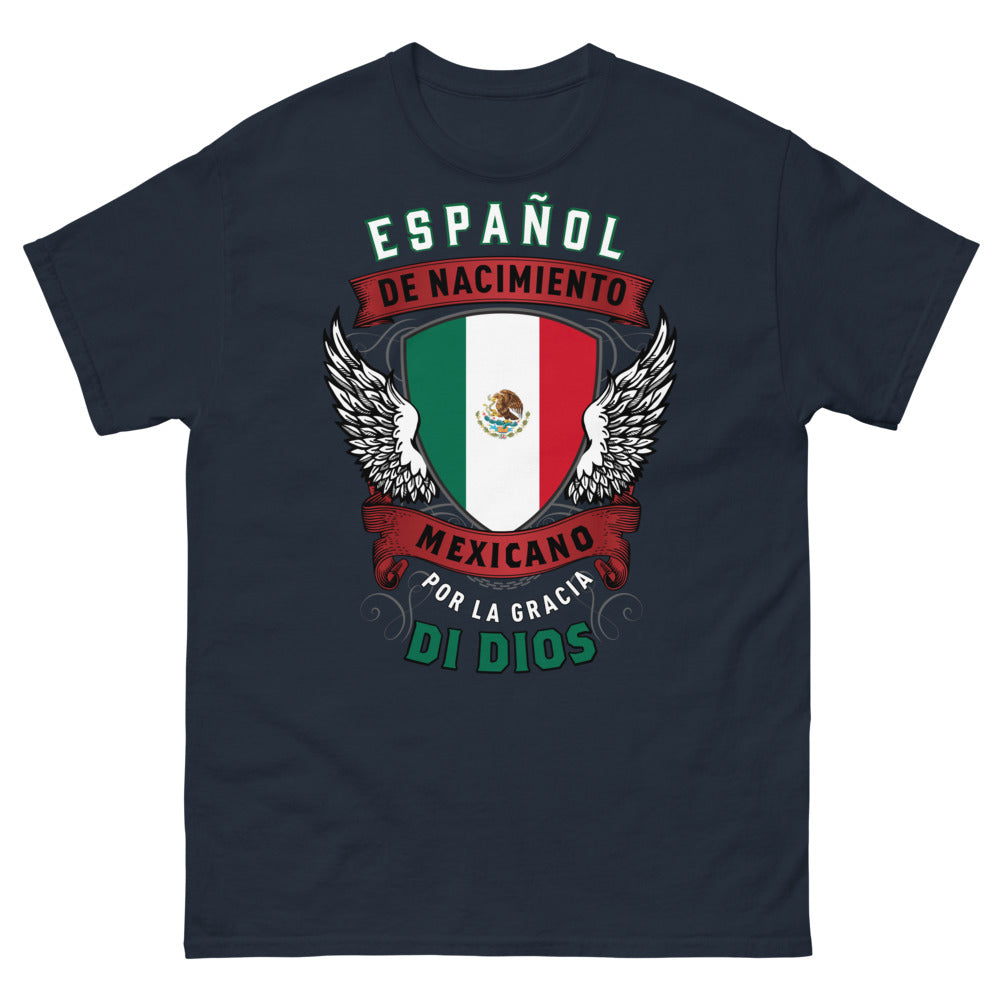 T-shirt Mexique marine - Mexicano de nacimiento por la gracia de Dios