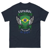 Thumbnail for T-shirt Espagnol né Brésilien marine - Samba et fierté familiale