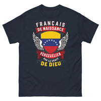 Thumbnail for T-shirt Franco-vénézuélien marine - Français de naissance, Vénézuélien par la grâce de Dieu