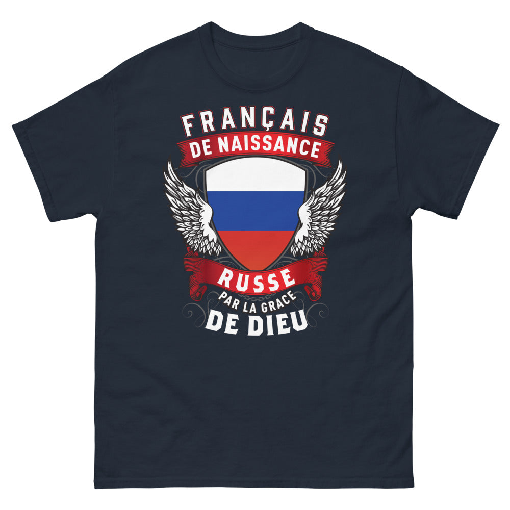T-shirt Français de naissance Russe marine - Français de naissance, Russe par la grâce de Dieu