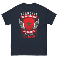 Thumbnail for T-shirt Français/Marocain marine - Français de naissance, Marocain par la grâce de Dieu