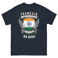 Thumbnail for T-shirt franco-indien marine - Français de naissance, Indien par la grâce de Dieu