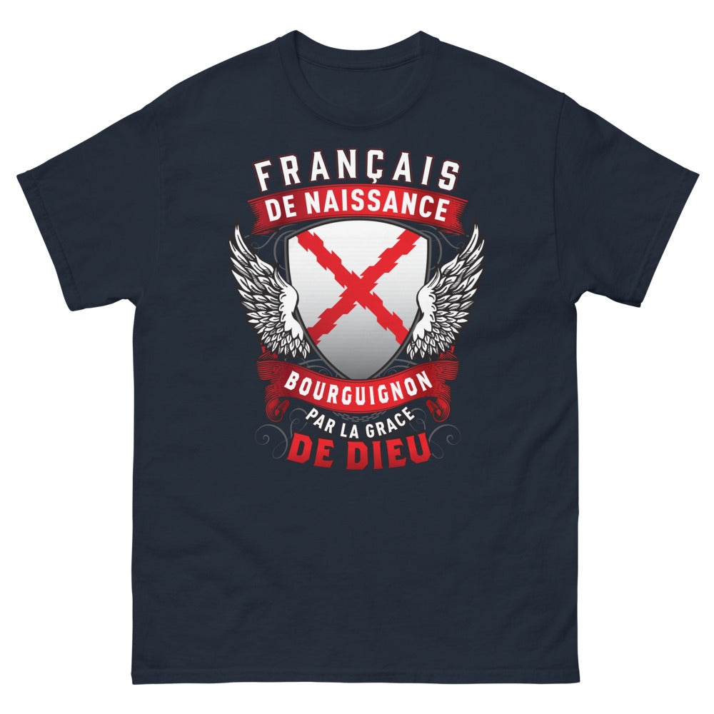 T-shirt Bourguignon marine - Français de naissance, par la grâce de Dieu