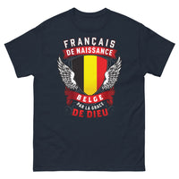 Thumbnail for T-shirt Franco-Belge marine - Français de naissance, Belge par la grâce de Dieu