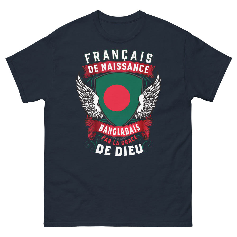 T-shirt Français de naissance Bangladais marine - Français de naissance, Bangladais par la grâce de Dieu