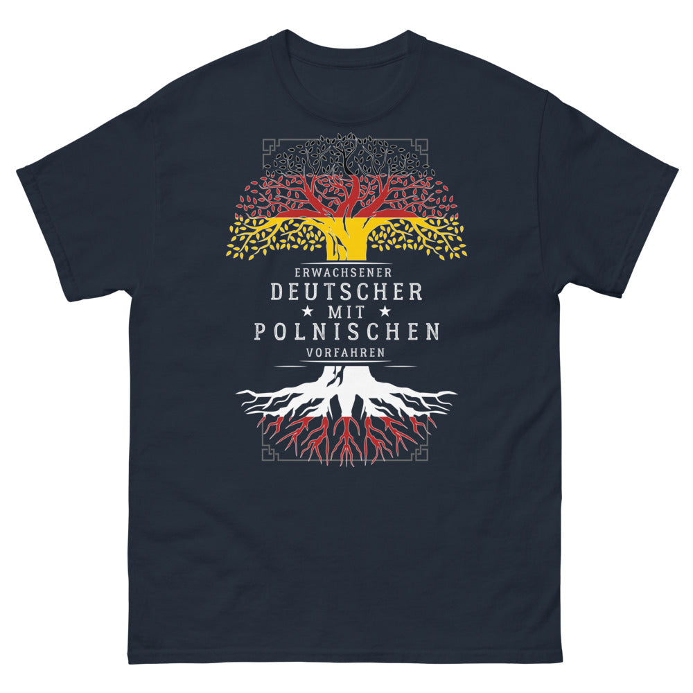 T-shirt germano-polonais marine - Erwachsener Deutscher mit polnischen Vorfahren