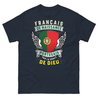 Thumbnail for T-shirt Français/Portugais marine - Français de naissance, Portugais par la Grâce de Dieu