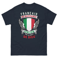Thumbnail for T-shirt Franco-italien Marine - Français de naissance, Italien par la grâce de Dieu