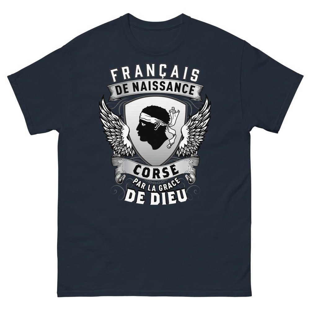 T-shirt Corse marine - Français de naissance, hommage à l'île de Beauté
