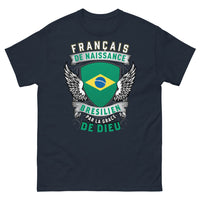 Thumbnail for T-shirt Franco-brésilien marine - Français de naissance, Brésilien par la grâce de Dieu