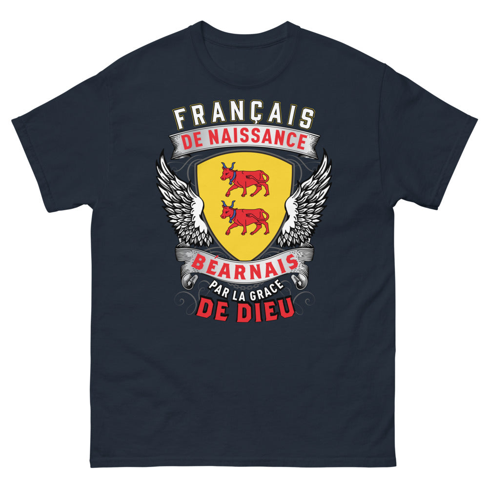 T-shirt Béarnais marine - Français de naissance, béarnais par la grâce de Dieu