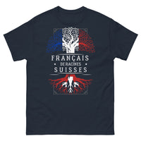 Thumbnail for T-shirt Français de Racines suisses marine - design helvéto-français