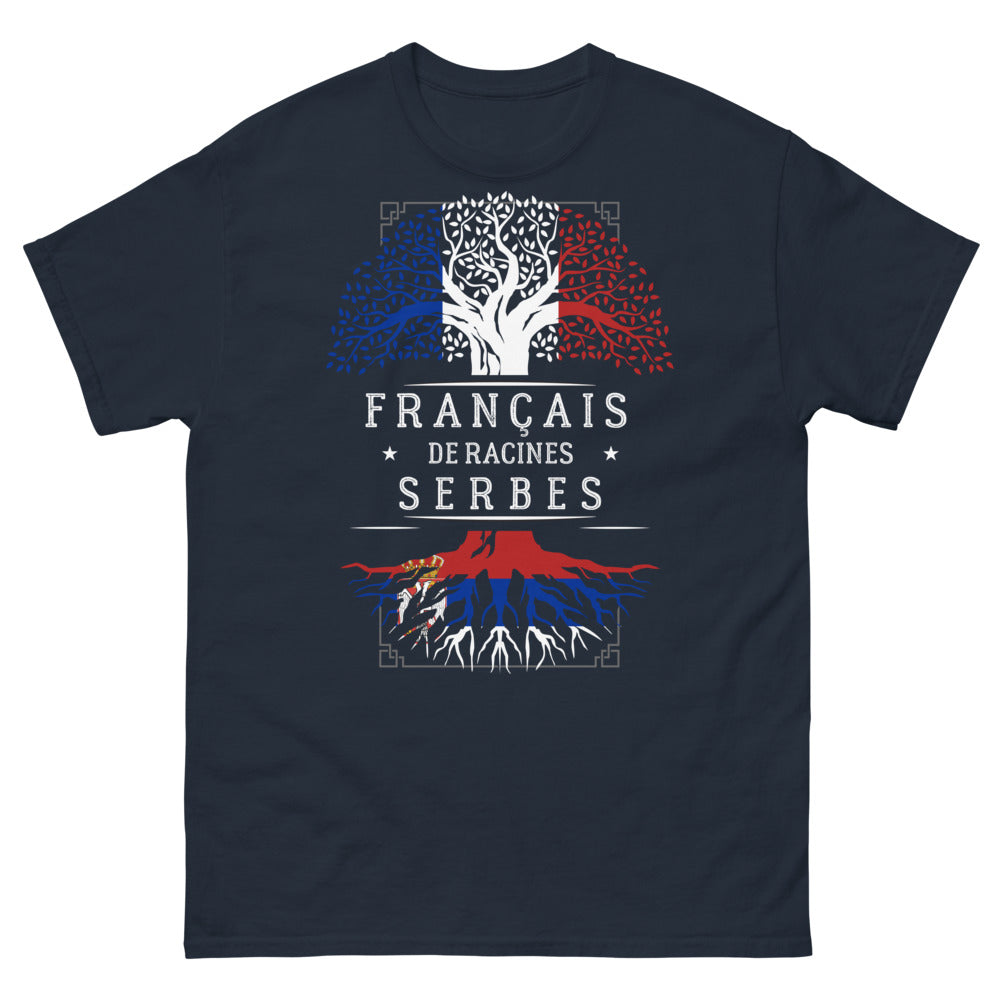 T-shirt Français de racines serbes marine - nostalgie et fierté